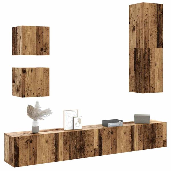 vidaXL Ensemble de meuble TV mural 5 pcs vieux bois bois d'ingénierie