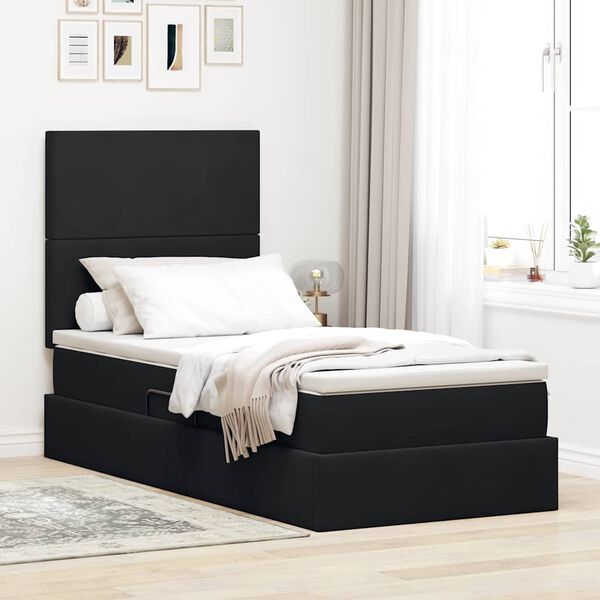 vidaXL Lit avec rangement et matelas Noir 100 x 200 cm Velours