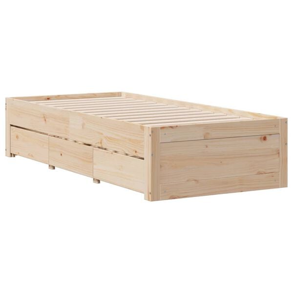 vidaXL Cadre de lit sans matelas avec tiroirs 75x190 cm bois de pin