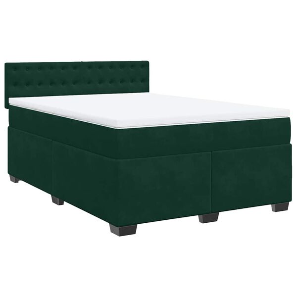 vidaXL Sommier &agrave; lattes de lit et matelas Vert fonc&eacute; 140x190cm Velours