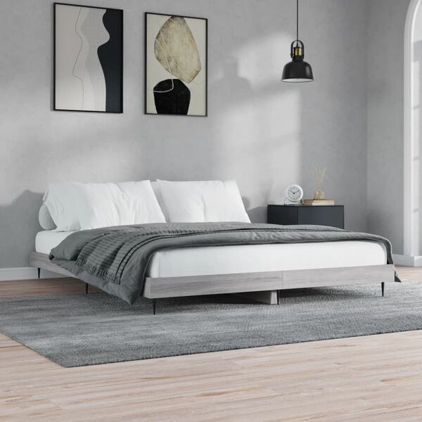 vidaXL Cadre de lit sans matelas sonoma gris 200x200 cm