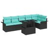 vidaXL Ensemble de canap&eacute; de jardin avec coussin 7 pcs Noir Poly rotin
