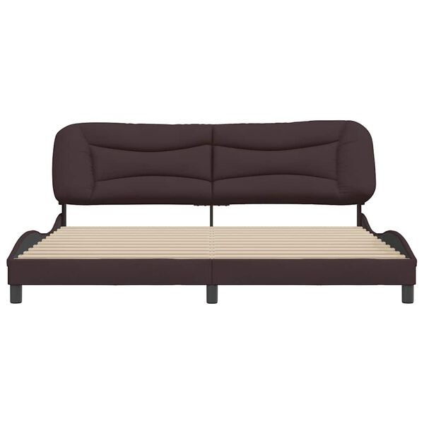 vidaXL Cadre de lit sans matelas Hvar marron fonc&eacute; 200x200 cm tissu