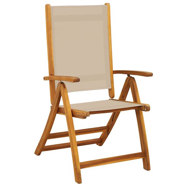 vidaXL Chaises pliables de jardin lot de 4 bois d'acacia et textil&egrave;ne