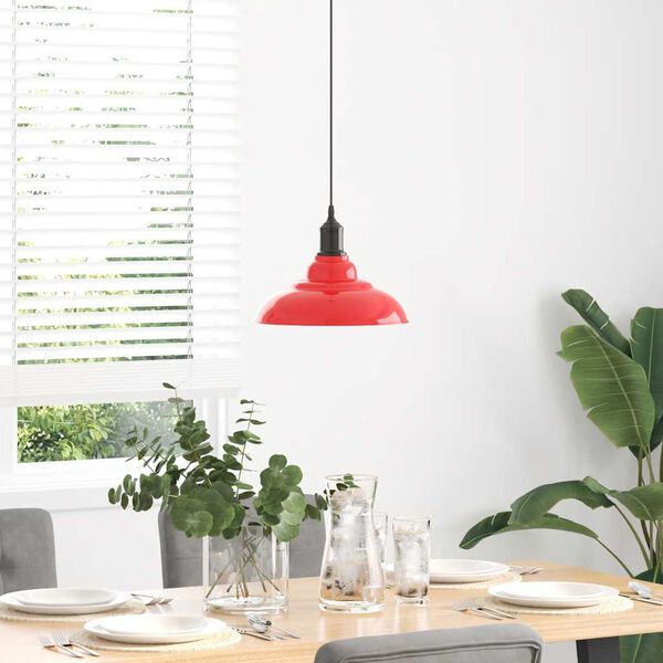 vidaXL Lampe suspendue r&eacute;glable hauteur E27 rouge brillant &Oslash;31cm m&eacute;tal