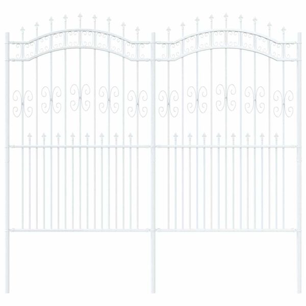 vidaXL Clôture de jardin Blanc 215 cm Acier peint par poudre