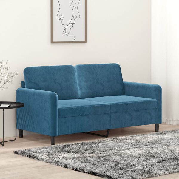 vidaXL Canap&eacute; &agrave; 2 places Bleu 140 cm Velours