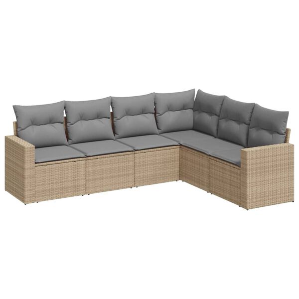 vidaXL Salon de jardin avec coussins 6 pcs beige r&eacute;sine tress&eacute;e