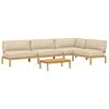 vidaXL Ensemble de Canap&eacute;s Uni 5 pcs Beige Bois d'Acacia Massif