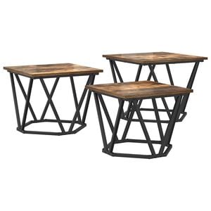 vidaXL Table basse 3 pcs Ch&ecirc;ne fum&eacute; Bois d'ing&eacute;nierie et acier