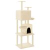 vidaXL Arbre &agrave; chat avec griffoirs en sisal Cr&egrave;me 180 cm