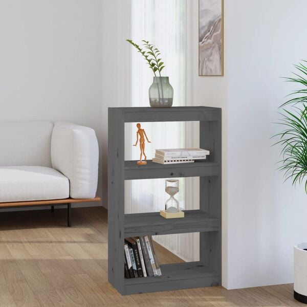 vidaXL Bibliothèque/Séparateur de pièce Gris 60x30x103,5 cm Pin massif