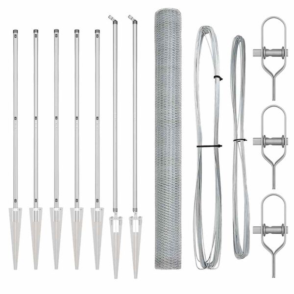 vidaXL Poteau de cl&ocirc;ture. Argent&eacute; 10 x 1,5 m (maille de 25 mm) Acier