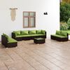 vidaXL Salon de jardin 9 pcs avec coussins r&eacute;sine tress&eacute;e marron