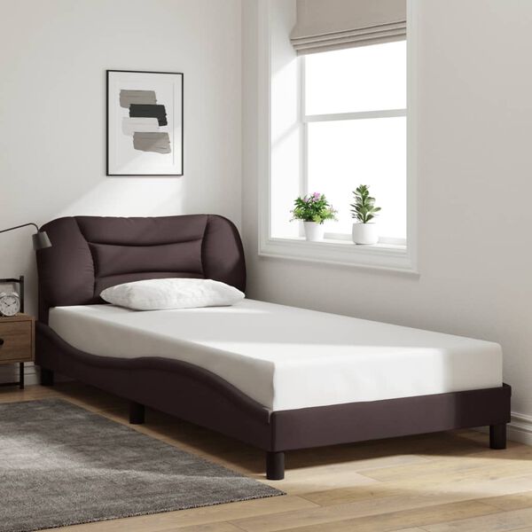 vidaXL Cadre de lit avec LED sans matelas Hvar marron fonc&eacute; 100x200cm tissu