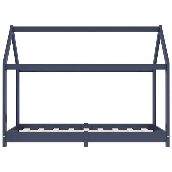 vidaXL Cadre de lit d'enfant Gris Bois de pin massif 70x140 cm