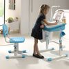 Vipack Bureau r&eacute;glable enfant avec chaise Bleu clair et blanc