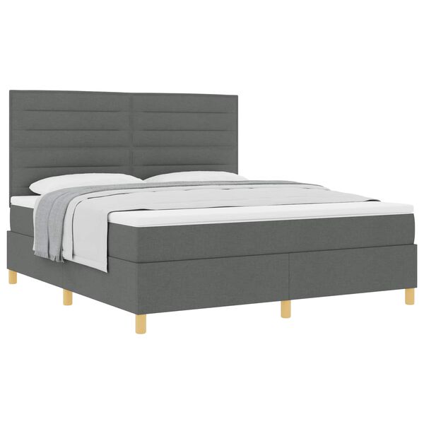 vidaXL Lit &agrave; ressorts avec matelas Gris fonc&eacute; 180 x 200 cm tissu