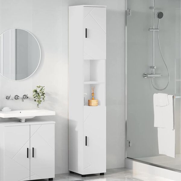 vidaXL Cabinet de salle de bain avec stockage Blanc 30 x 35 x 192 cm