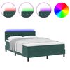 vidaXL Lit &agrave; ressort LED avec matelas Vert fonc&eacute; 160 x 200 cm Velours