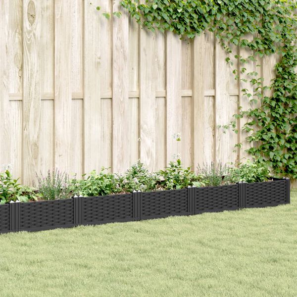 vidaXL Jardini&egrave;re avec piquets noir 362,5x42,5x28,5 cm PP