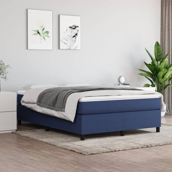 vidaXL Sommier &agrave; lattes de lit avec matelas Bleu 140x200 cm Tissu