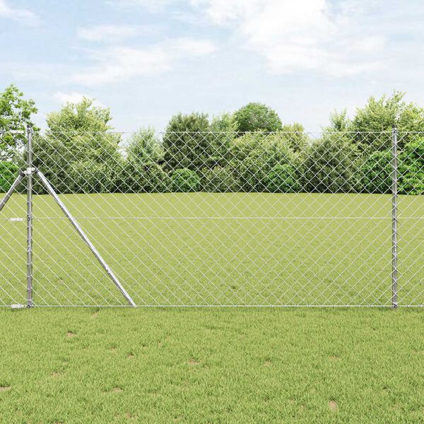 vidaXL Cl&ocirc;ture en treillis avec poteaux Argent 1.2 x 25 m Acier