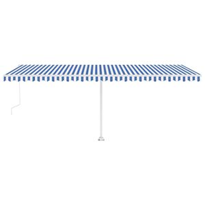 vidaXL Auvent &eacute;lectrique 6 x 3 m Ray&eacute; bleu et blanc 100 % polyester