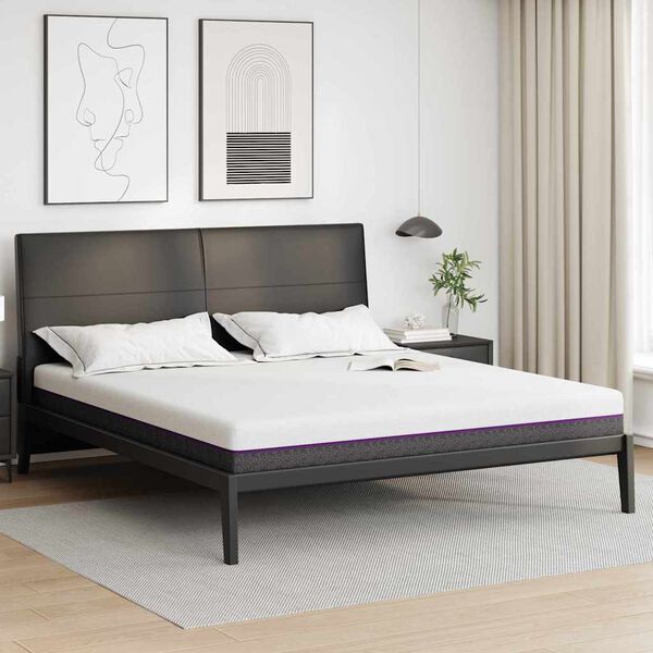 vidaXL Matelas Blanc et Gris 200 x 200 cm Tissu jacquard