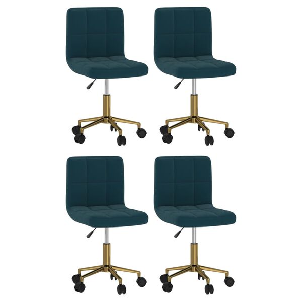 vidaXL Chaises pivotantes à manger lot de 4 bleu velours
