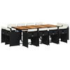 vidaXL Ensemble &agrave; manger de jardin 13 pcs coussins noir r&eacute;sine tress&eacute;e