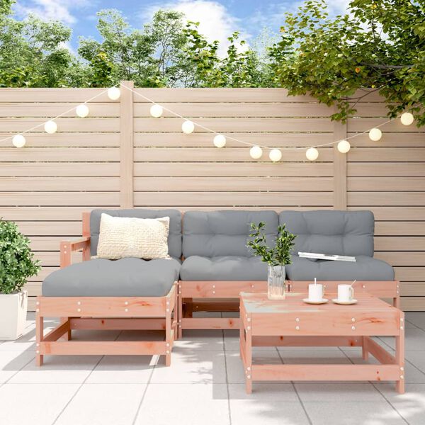 vidaXL Salon de jardin 5 pcs avec coussins bois massif douglas