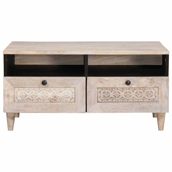 vidaXL Table basse Blanc 80 x 54 x 40 cm Bois d'acacia massif