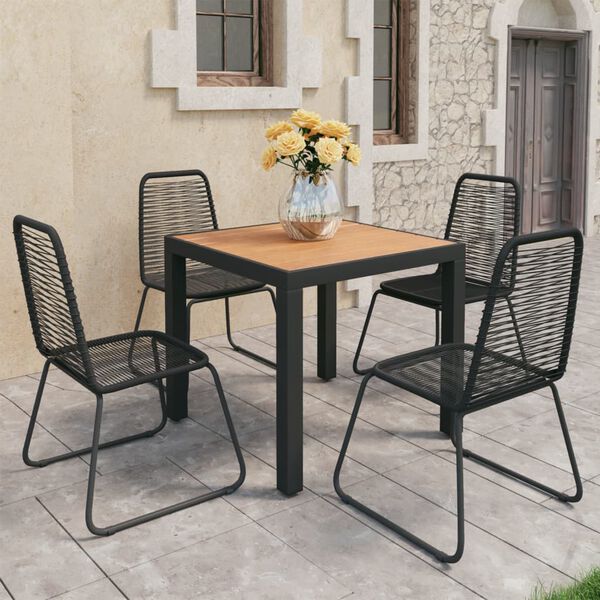 vidaXL Ensemble à manger de jardin 5pcs PVC résine tressée noir marron