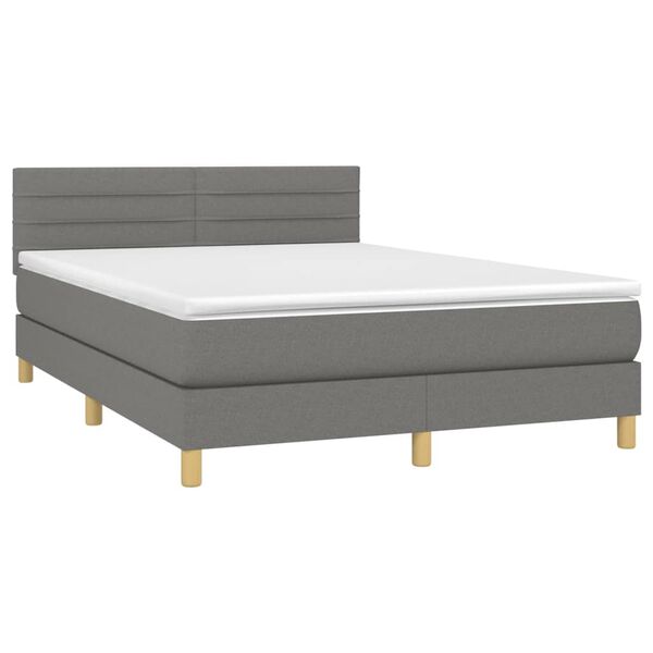 vidaXL Sommier &agrave; lattes de lit avec matelas Gris fonc&eacute; 140x190cm Tissu