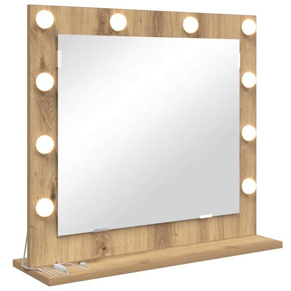 vidaXL Miroir de vanit&eacute; Rectangulaire Ch&ecirc;ne artisanal 60 x 55 x 18 cm
