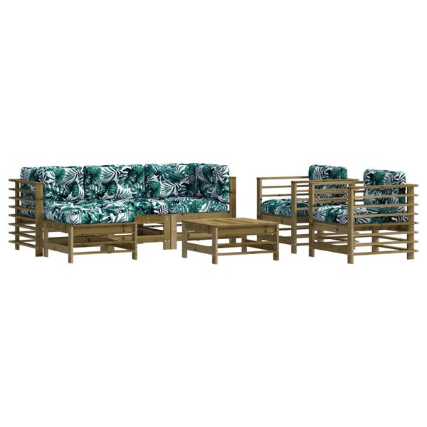 vidaXL Salon de jardin 7 pcs avec coussins bois de pin imprégné