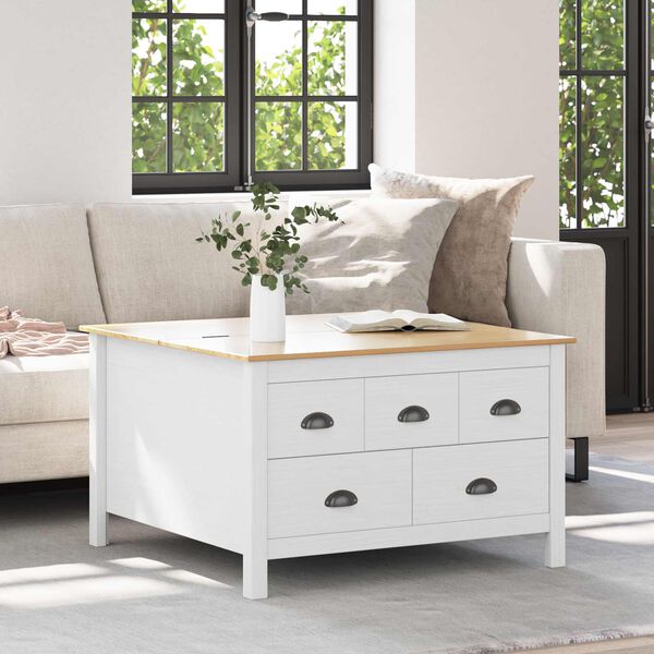 vidaXL Table basse Blanc et marron miel 79,5 x 79,5 x 49 cm