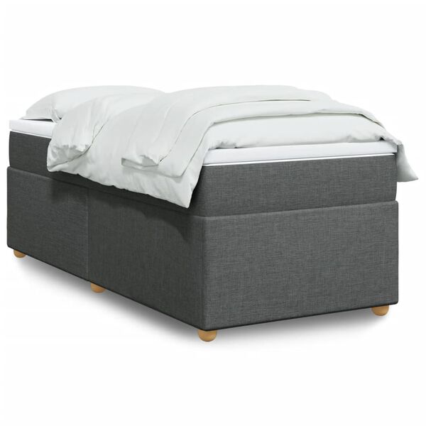 vidaXL Sommier à lattes de lit avec matelas Gris foncé 80x200 cm Tissu