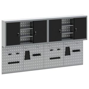 vidaXL Ensemble d'armoires &agrave; outils 6 pcs Noir Acier enduit de poudre