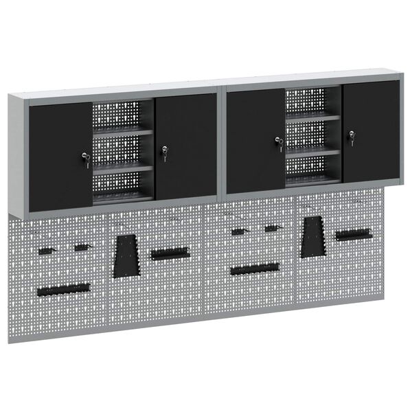 vidaXL Ensemble d'armoires &agrave; outils 6 pcs Noir Acier enduit de poudre