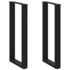 vidaXL Pieds de table console en U, 2 pi&egrave;ces, noir, 28 x (72-73) cm, acier