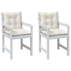 vidaXL Coussins de chaise &agrave; dossier bas lot de 2 cr&egrave;me m&eacute;lang&eacute; tissu