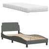 vidaXL Lit avec matelas gris fonc&eacute; 90x200 cm tissu