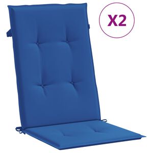 vidaXL Coussins de chaise de jardin &agrave; dossier haut lot de 2 bleu royal