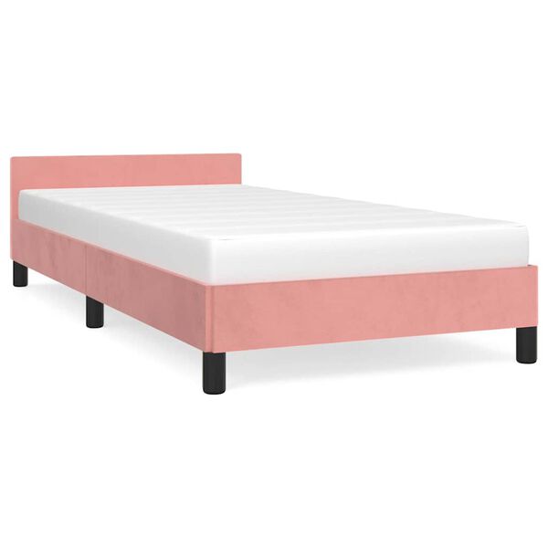 vidaXL Cadre de lit et t&ecirc;te de lit sans matelas rose 100x200cm velours