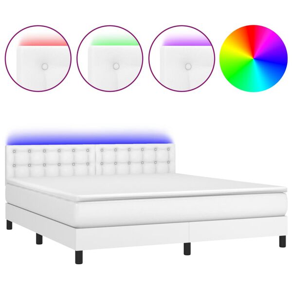 vidaXL Sommier &agrave; lattes de lit avec matelas et LED Blanc 180x200 cm