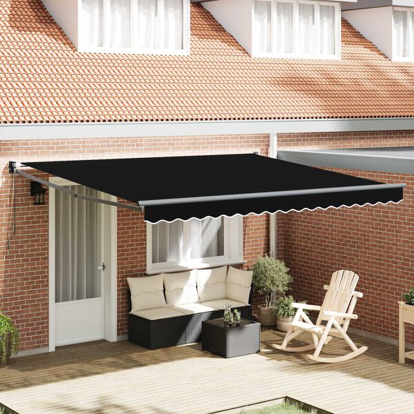 vidaXL Auvent R&eacute;tractable Noir 400 &times; 300 cm Polyester et Aluminium