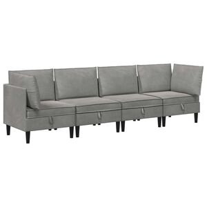 vidaXL Ensemble de meubles pour le salon 4 pcs Gris clair Velours
