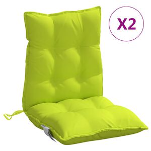 vidaXL Coussins de chaise &agrave; dossier bas lot de 2 vert vif
